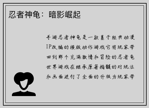 忍者神龟：暗影崛起