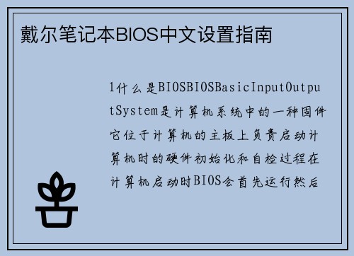 戴尔笔记本BIOS中文设置指南